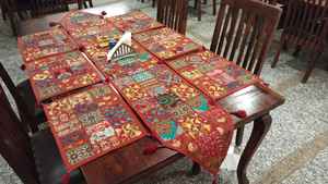 Alfombra estilo vintage Banjara con diseño antiguo kambadiya, juego de 6 tapetes, alfombra de patchwork hecha a mano. - Product Image 5