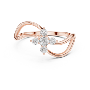 Anillo de Lujo con Flor Infinita en Oro Rosa y Cristales Redondos, Elegante Anillo de Compromiso o Boda para Mujer - Product Image 2