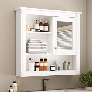 Armadietto da Bagno a Parete da 32 Pollici con 4 Ripiani e Anta a Specchio, Mobiletto per Toilette - Product Image 4