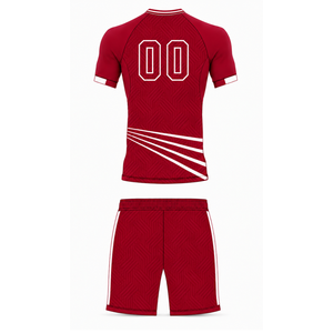 Red Football Jersey <b>Shorts</b> Set Athletic Team Uniform Training Wear <b>Short</b> Sleeve Sports Apparel Performance Clothing - Product Image 2