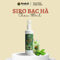 Sirop de maïs Krub.O saveur menthe en bouteille plastique 580ml, vente en gros usine, goût sec, sans alcool, pour préparation de boissons enfants et adultes, lot de 12