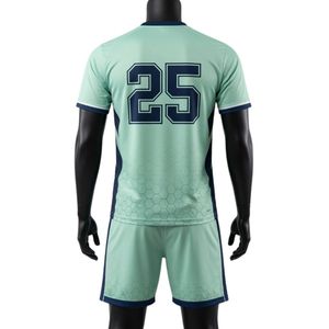 Ensemble d'uniformes de lacrosse unisexe vert menthe en polyester, maillot et short de sport légers, tenue d'équipe athlétique - Product Image 2