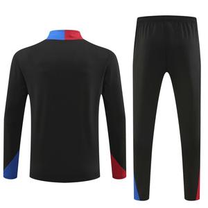 Survêtement de football pour homme noir à blocs de couleur, manches longues, anti-humidité, coupe athlétique, col montant, fermeture éclair, élastique - Product Image 2