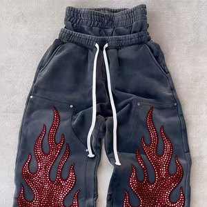 Pantalon de survêtement oversize en double tissu de haute qualité pour homme, style streetwear, coupe large, baggy, pour l'entraînement - Product Image 2