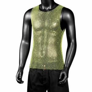 Débardeur en tricot à col rond pour homme, style streetwear décontracté, avec paillettes - Product Image 4