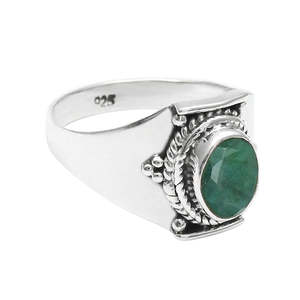 925 Sterling <b>Silver</b> Heart Chakra Green <b>Emerald</b> Gemstone <b>Ring</b> Natural Oval Cut Handmade Wholesale Lot Jewelry For Girls & Boys - Product Image 1