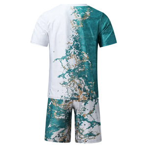 Custom Logo Eco-Friendly 100% Cotton Regular Fit Men Summer Sublimation Shirt Shorts <b>Set</b> with Short Sleeve T-Shirt and Shorts - Product Image 6