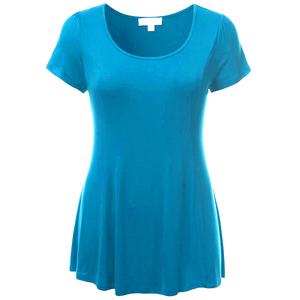 Camiseta holgada informal sólida de algodón de punto con cuello redondo de manga corta para mujer, transpirable, de secado rápido, de calidad de muesca de Color personalizado - Product Image 2