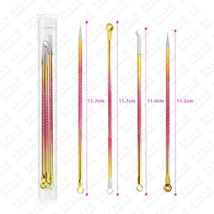 ชุดเครื่องมือสกัดสิวสแตนเลสสตีล 4 ชิ้น หลากสี สำหรับดูแลผิวหน้า - Product Image 5