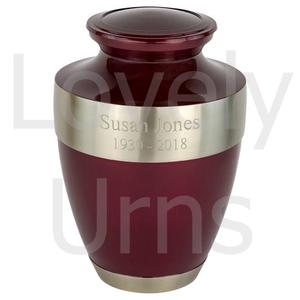 Urne funéraire Adria Burgundy en laiton rouge foncé, élégante urne commémorative pour cendres, conteneur pour cendres d'adultes, couvercle sécurisé, durable - Product Image 3