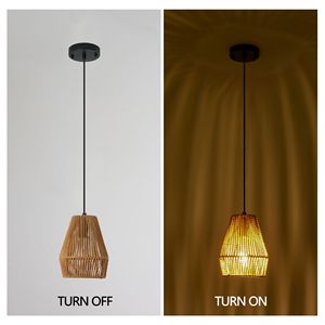 Set di 3 Lampade a Sospensione Rustiche Artigianali in Corda di Canapa da 7 Pollici, Altezza Regolabile, Lampadario a Sospensione Stile Fattoria - Product Image 2