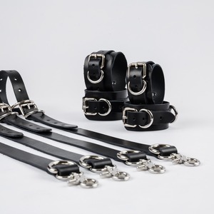 Handmade Genuine Leather Adjustable Two Straps <b>Bed</b> Restraints Harness Set Custom <b>Bondage</b> Cuffs Adult Products RTTS-0119 - Product Image 3