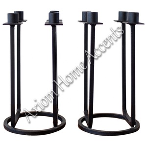 Bougeoir en fer fabriqué à la main chic et écologique porte-cône décoratif fait à la main décor de table à manger par Axiom Home Accents - Product Image 2