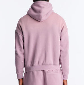 เสื้อฮู้ดดี้ผู้ชายคุณภาพสูง ขนาดใหญ่พิเศษ สวมใส่สบาย ประดับด้วยคริสตัล ตกแต่งไหล่ตก สีพื้น มีกระเป๋าหน้า ผลิตโดยโรงงาน - Product Image 2