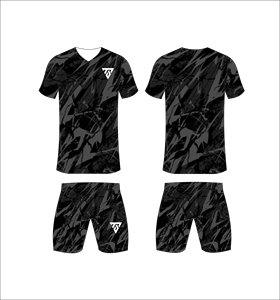 Custom Sublimated Men's Soccer Uniform Set Navy <b>Blue</b> Marble Print V-Neck Jersey Matching Shorts Moisture Wicking Athletic Fit - Product Image 3