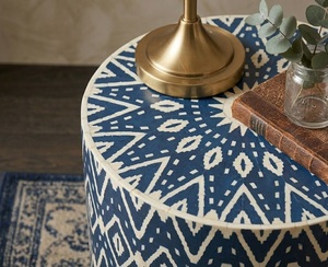 Printed Modern Round Coffee Table Side Table Accent End Table for Bedroom Living Room & Home Office - Product Image 3
