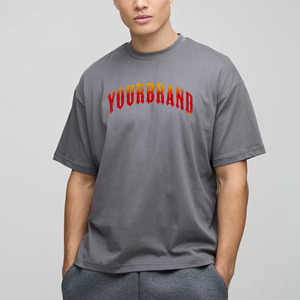 T-shirts décontractés d'été pour hommes, logo imprimé DTF personnalisé, coupe ample, couleur unie, respirant, hip-hop, 100% coton - Product Image 4