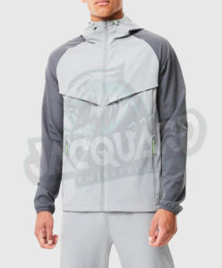 Ensemble de survêtement 2 pièces coupe-vent léger en polyester/nylon, imperméable, avec logo personnalisé imprimé sur le capuche - Product Image 2