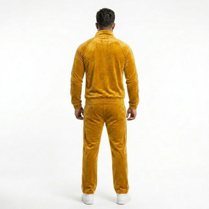 Ensemble de survêtement unisexe de luxe en velours jaune moutarde léger 2026 - Style vintage rétro 100 % polyester - Product Image 2