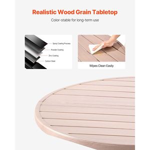 Tavolo da pranzo da esterno da 41 pollici con foro per ombrellone da 1,5 pollici, in acciaio effetto legno, per patio, giardino, bistrot, caffè, per 4 persone - Product Image 3