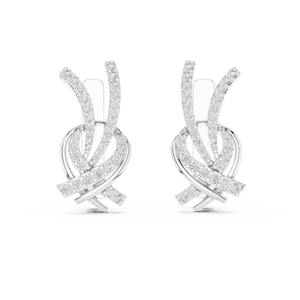 Boucles d'oreilles en or jaune 18 carats avec ruban entrelacé et moissanite, certifiées IGI, bijoux de luxe minimalistes de créateur pour anniversaire ou soirée - Product Image 5