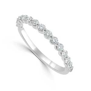 Wholesale 14k Gold Round Cut Lab Grown Diamond Half Eternity Wedding Band <b>Ring</b> 0.33 Carat Scalloped <b>Stacking</b> Band Factory Price - Product Image 3