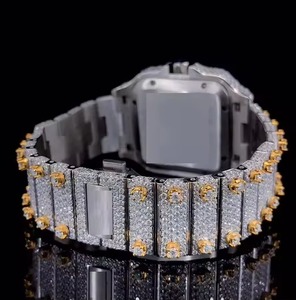 Montre de luxe carrée en acier inoxydable avec lunette sertie de diamants, cadran analogique, affichage de la date, montre de mode pour homme, boîtier de 38 mm - Product Image 4