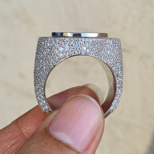C17 Number Men's Custom <b>Iced</b> Moissanite Diamond Rhodium Plated 925 Sterling Silver Hip Hop Rapper's Pinky <b>Ring</b> Championship <b>Ring</b> - Product Image 5