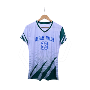 Maillot de volley-ball unisexe personnalisable, sublimé, écologique, col en V, manches longues, coupe athlétique, anti-humidité, vente en gros - Product Image 1