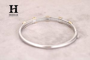 Brazalete con Incrustaciones de Diamantes, Brazalete Articulado de Dos Tonos en Oro de 14K/18K y Plata para Mujer - Product Image 2