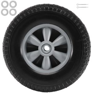 Set di 2 Ruote per Trattore Agricolo da 10 Pollici in PU Solido, Senza Camera d'Aria, Carico Dinamico 180 Libbre, Carico Statico 220 Libbre - Product Image 1