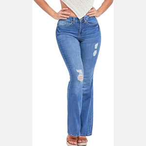 High Quality Mid Waist Lace up Denim Trousers Flare <b>Pant</b> Stretch Plus Size Women Clothing Bell Bottom Flared Denim <b>Pants</b> - Product Image 4