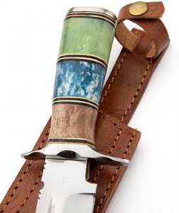 Custom Handcrafted Stainless Steel Fixed Blade <b>Craft</b> <b>Tool</b> with Multi-Color Handle & Leather Sheath - Product Image 5