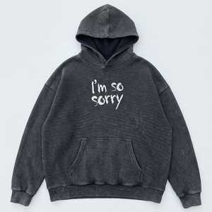 Sudadera con Capucha Estampada I'm So Sorry para Hombre, Sudadera Térmica de Otoño con Manga Regular y Diseño de Logotipo Tejido en la Parte Delantera - Product Image 1