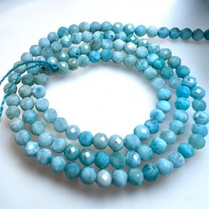 TASBIYA GEMS Natural Larimar Gemstone 3.5mm Faceted Round <b>Blue</b> Beads Third Party Certified Ready to Ship for <b>Necklace</b> Making - Product Image 4