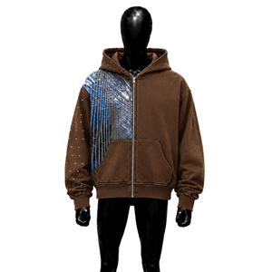 Sweat à capuche zippé personnalisable PREMIUM, style streetwear oversize, imprimé par sublimation, tricoté 100% coton, hiver, brodé - Product Image 1