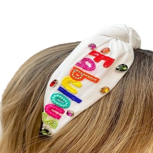 Serre-tête de luxe fait main en perles de rocaille, style moderne et élégant, brodé de perles, accessoire de mariage élégant - Product Image 3
