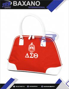 Delta Sigma Theta DST Sorority Women's <b>Canvas</b> Zipper <b>Handbag</b> with Greek Letters Custom Logo Design Laptop Storage for Daily Use - Product Image 5