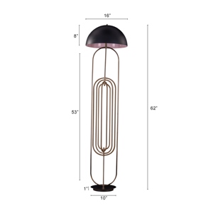 <b>Mirror</b> Black Metal <b>Floor</b> Lamp Gold Plated Standing Light Modern Dimmable Lamp Luxury Dome Shade Minimalist Art Deco Lighting - Product Image 2