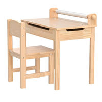 Vente en gros Table à dessin et chaises en bois massif pour enfants pour salle de jeux Maternelle Ensemble de bureau à dessin pour tout-petits