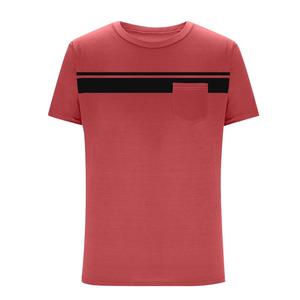 เสื้อยืดคอกลมโอเวอร์ไซส์ลำลองสำหรับผู้ชายไซส์ใหญ่ ผ้าเจอร์ซีย์ถักลายบล็อกสี 100% ผ้าฝ้าย แขนสั้น มีกระเป๋า เป็นมิตรกับสิ่งแวดล้อม - Product Image 3