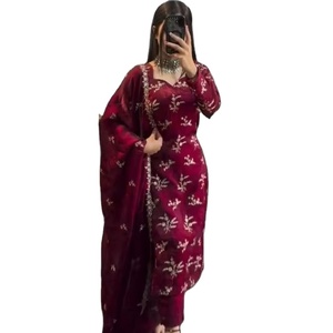 Compre Ahora Nuevo Diseño, Estilo Pakistaní, Atuendo Femenino, Sari + Blusa, Seda Banarasi Multicolor, Festival Eid - Product Image 1