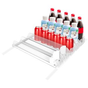 Organizzatore per Bevande a Larghezza Regolabile, Dispenser Automatico a 5 File con Sistema a Molla Scorrevole per Frigorifero - Product Image 1