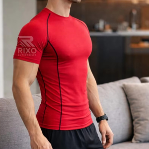 T-shirt de compression athlétique personnalisable de haute qualité pour homme - Séchage rapide, respirant, manches longues, col rond, coupe classique - Product Image 4