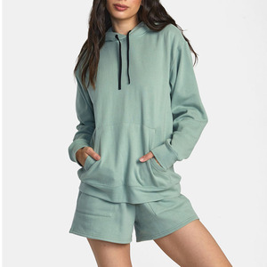 Sudadera con capucha para mujer, totalmente personalizada con impresión de logotipo, en color sólido, transpirable, para adultos, con bolsillo canguro. - Product Image 1