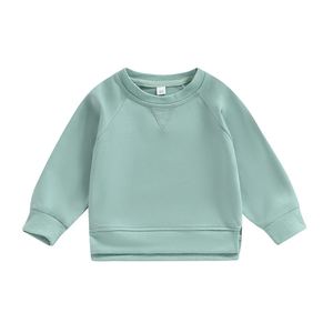 Sweat-shirt à col rond pour garçons, pull en tricot vert uni, hauts à manches longues, vêtements d'extérieur décontractés pour enfants, automne - Product Image 2