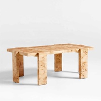 Table basse rectangulaire moderne de luxe DIOS, fabriquée à la main, en bois naturel massif, hauteur réglable, 6 pieds, pour l'ameublement de la maison