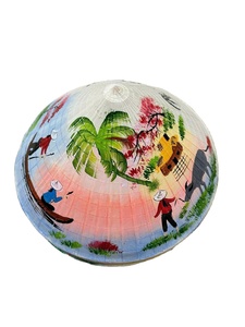 Chapeau conique vietnamien écologique dessiné à la main avec motif floral, décoration murale en paille de bambou faite à la main, fournisseur en gros du Vietnam - Product Image 5