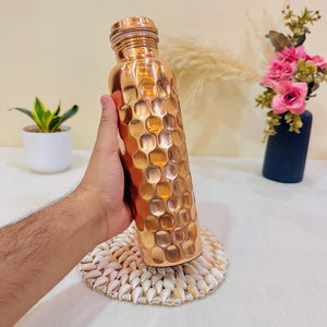 Handmade Copper <b>Water</b> <b>Bottle</b> Set of 4 With Hammered Textured Finish Reusable <b>Metal</b> Drinking <b>Bottles</b> For Home Travel Wellness - Product Image 3