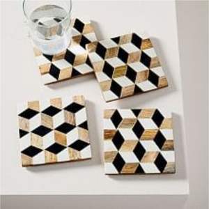 Ensemble de 4 dessous-de-verre ronds de qualité supérieure, résistants à la chaleur, pour protéger la table, idées de cadeaux de déménagement uniques et cadeaux d'entreprise personnalisés - Product Image 5